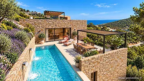 Brand New Designer Villa with Sea and Mountain Views