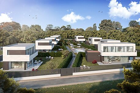Promotion de 9 maisons de luxe avec jardin commun et piscine à Begur